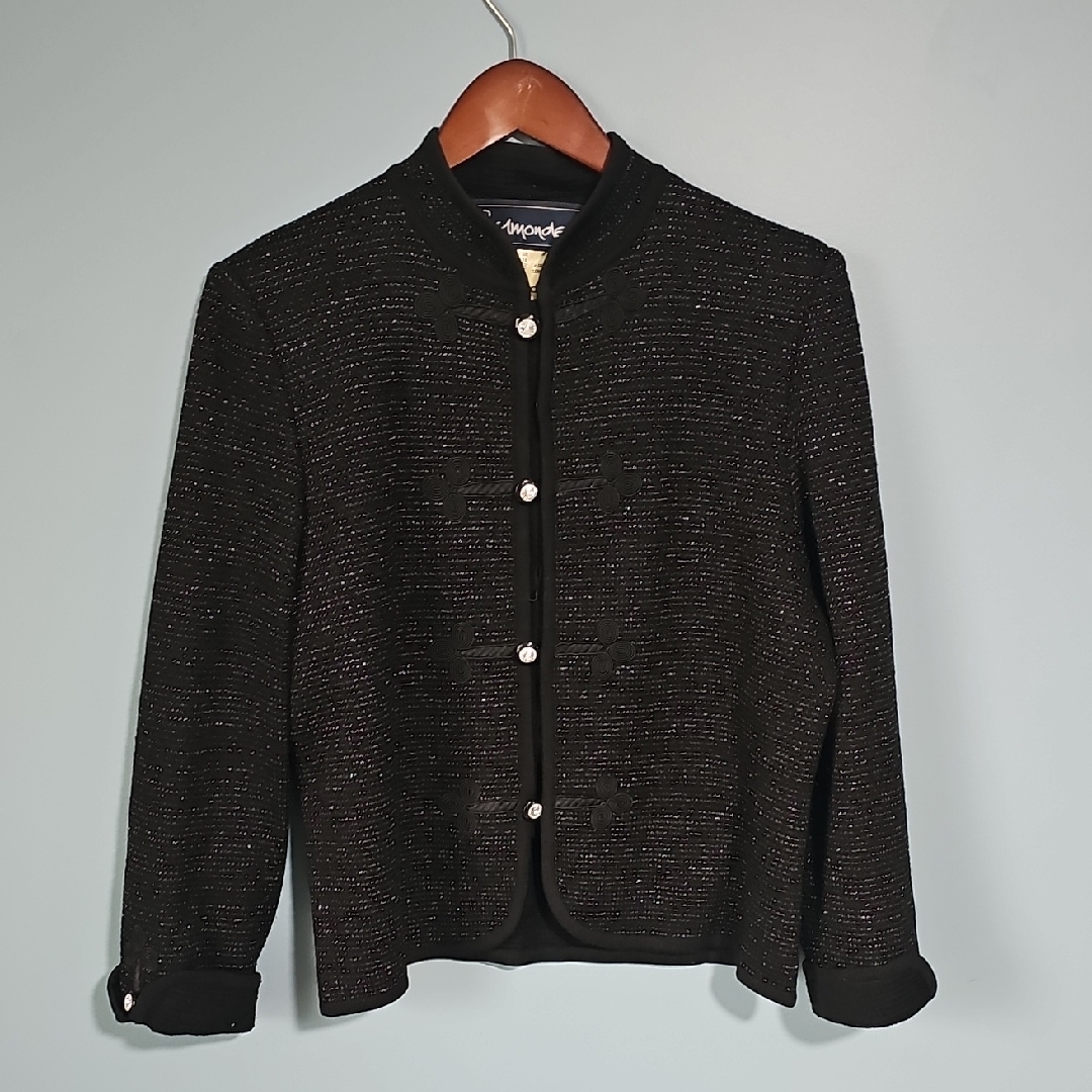 Vintage Belmonde Black/Silver Textured Jacket Size Us 12